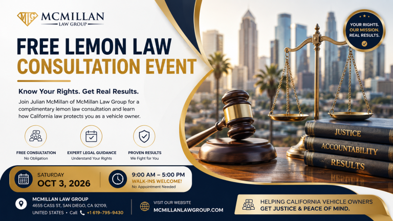 Free California Lemon Law Case Evaluation with San Diego Attorney Julian McMillan